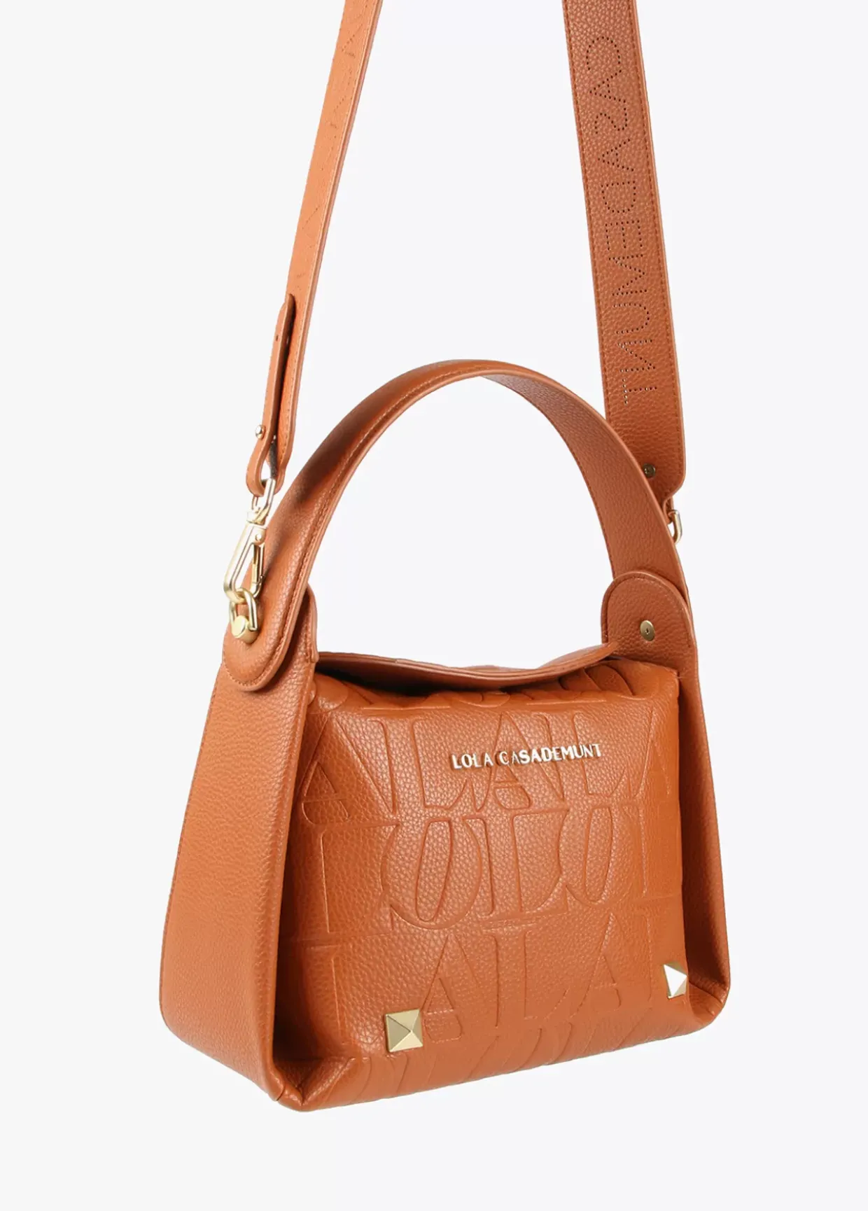 Bolso bandolera con logo grabado