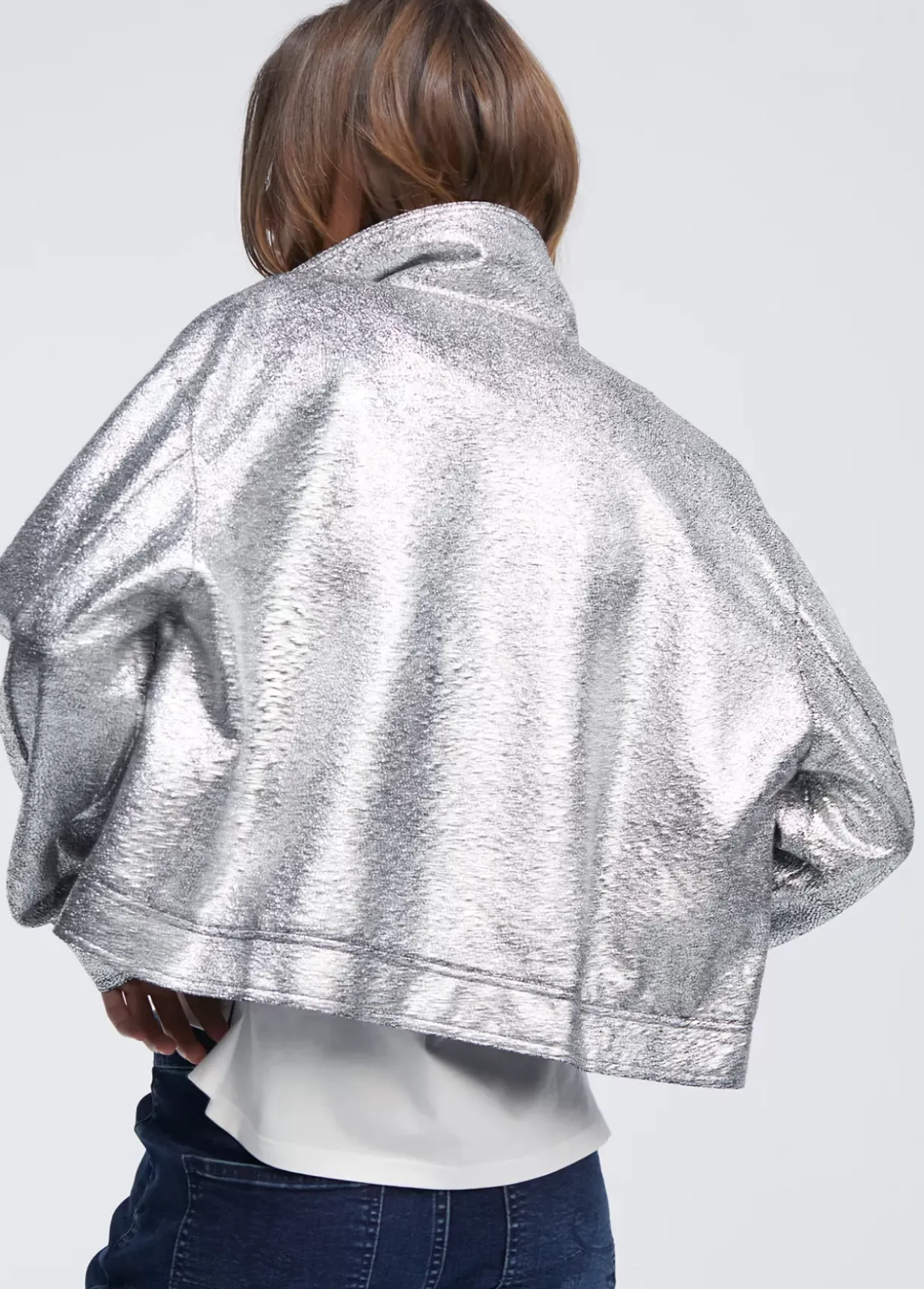 Bomber craquelado plata