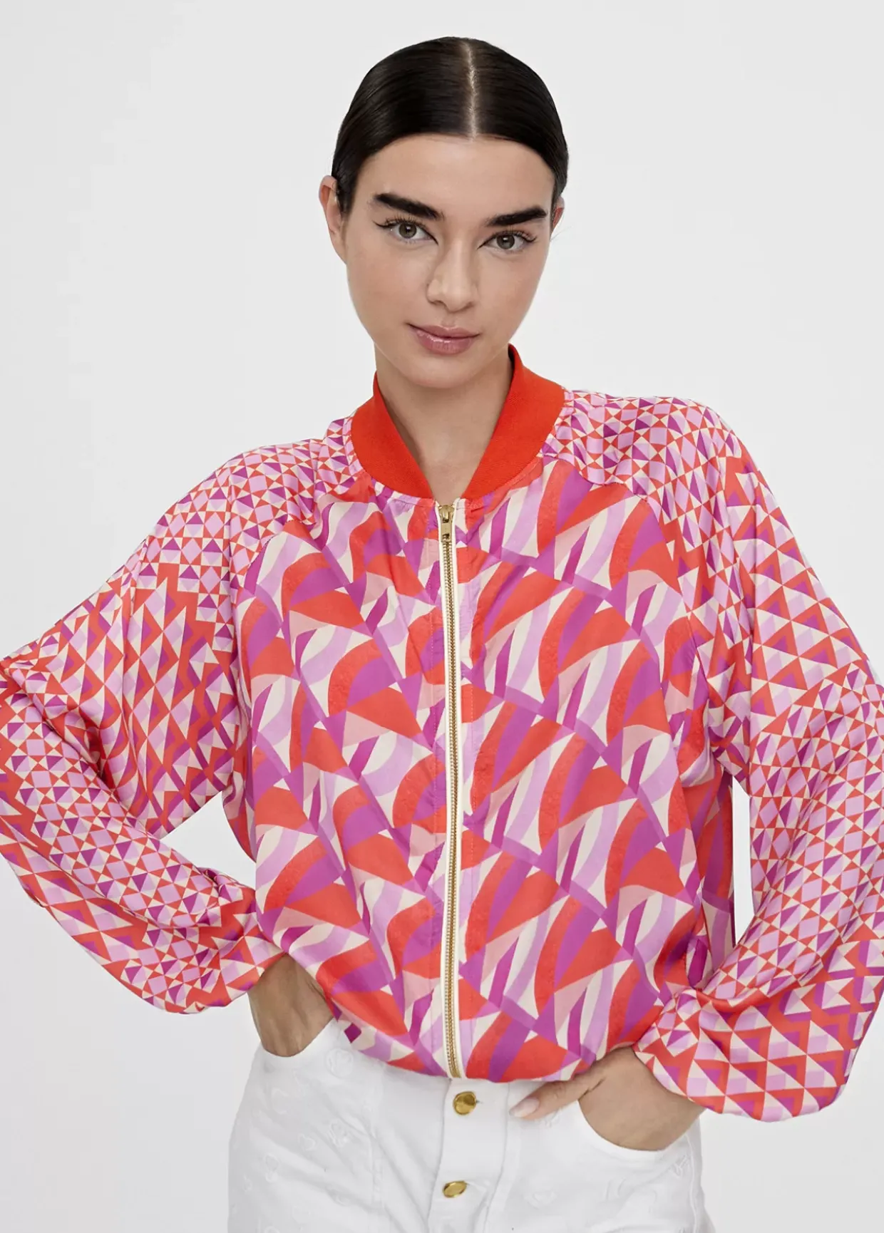 Bomber estampada multicolor