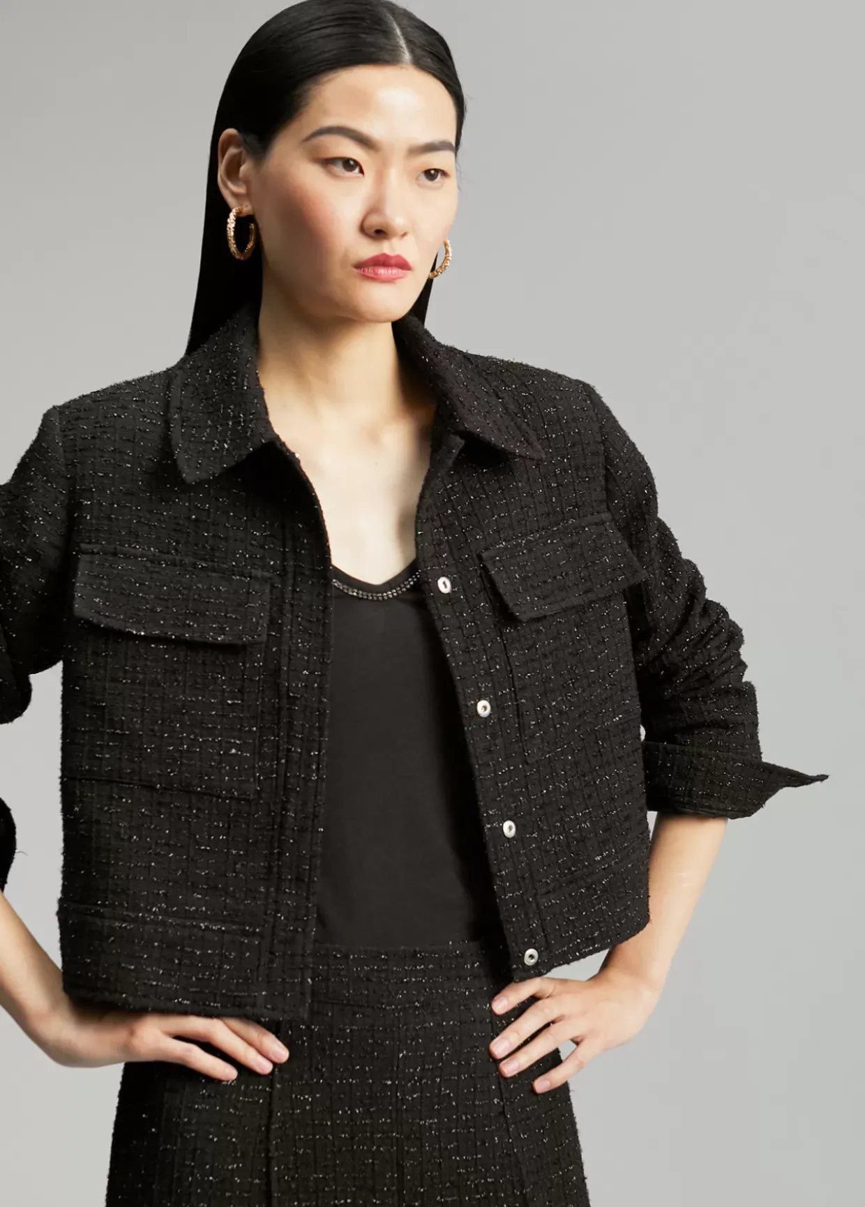 Chaqueta tweed cropped