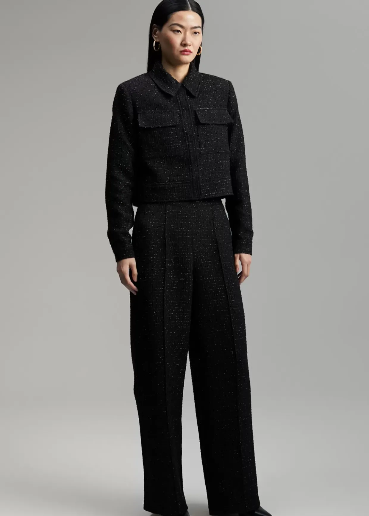 Chaqueta tweed cropped