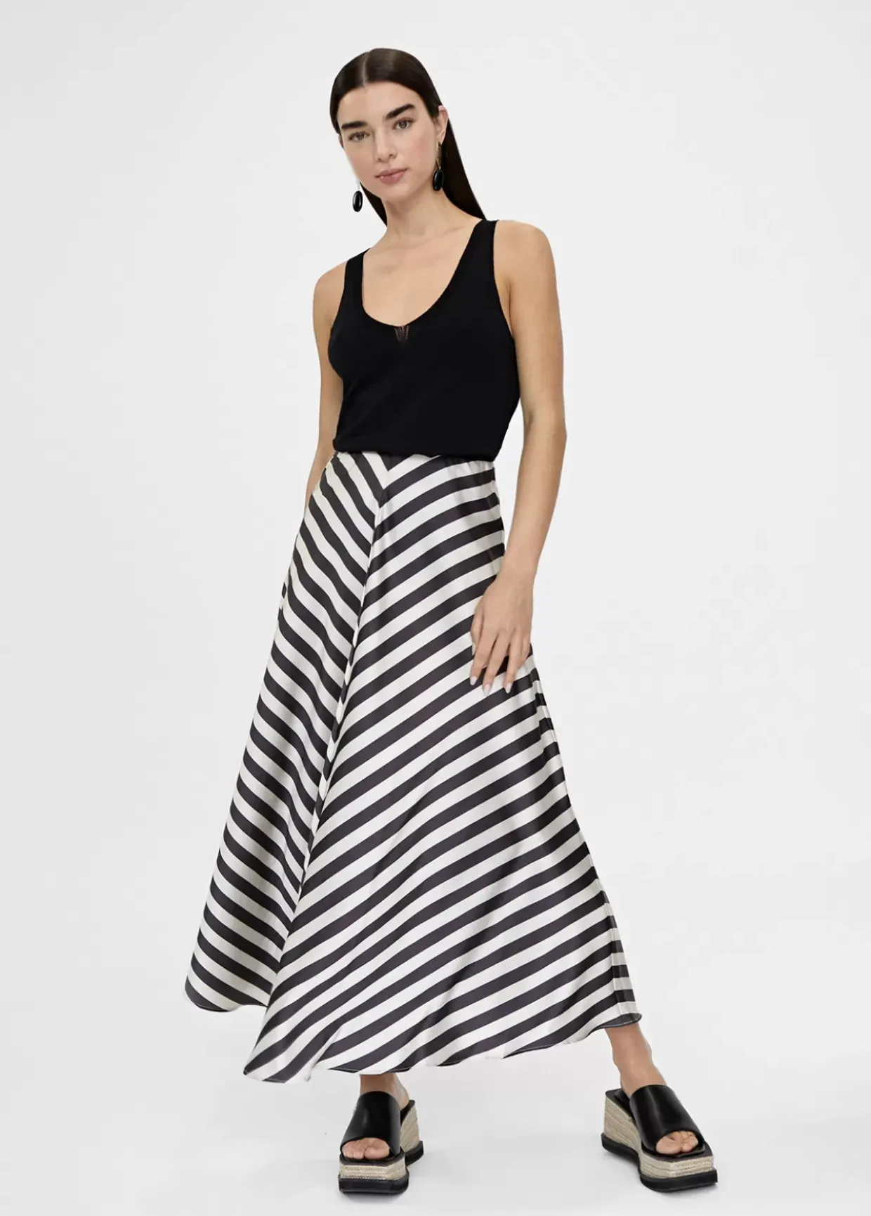 Falda midi de rayas