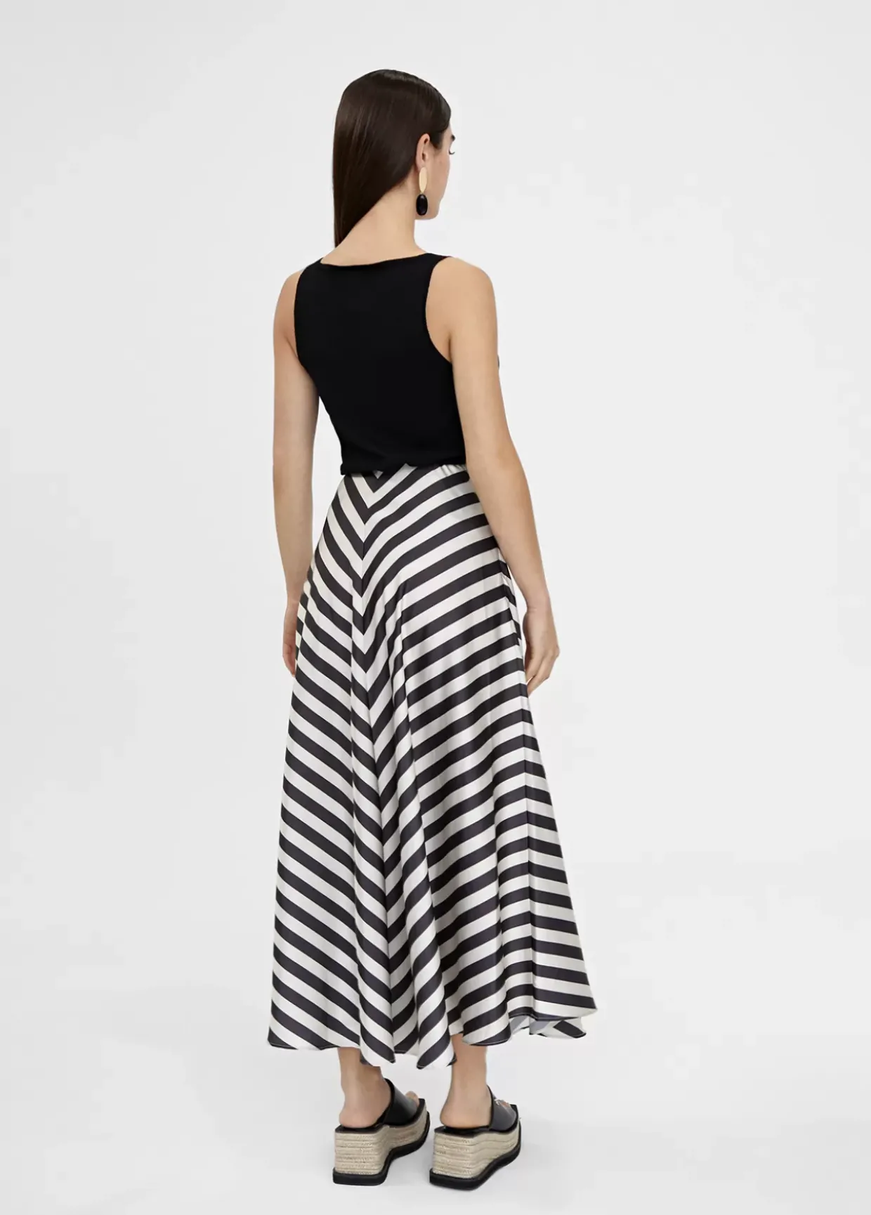 Falda midi de rayas