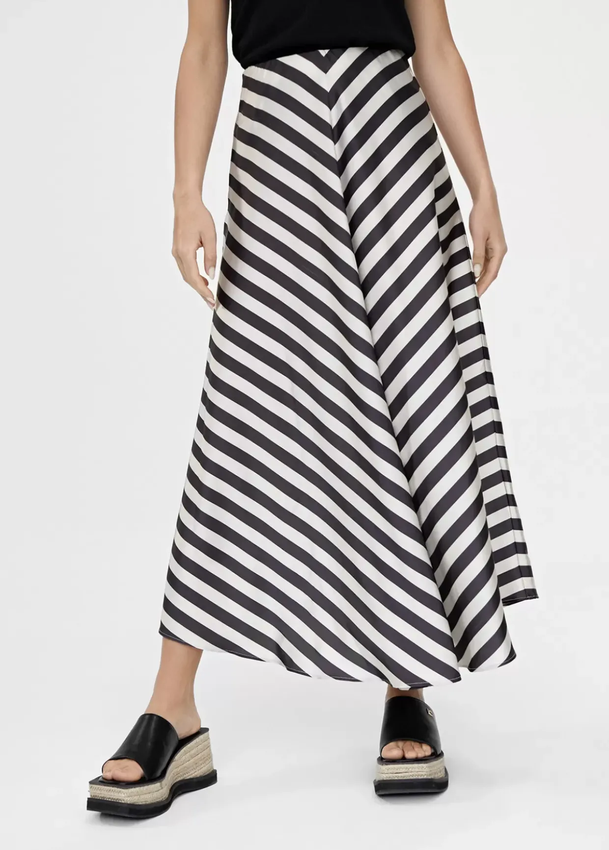 Falda midi de rayas