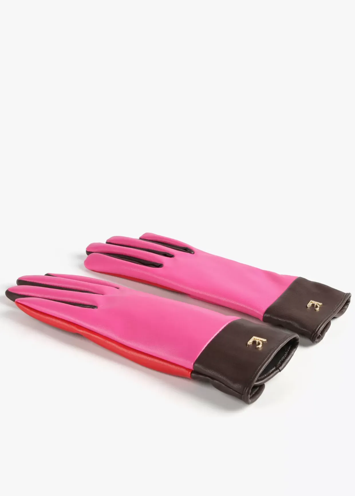 Guantes efecto piel tricolor