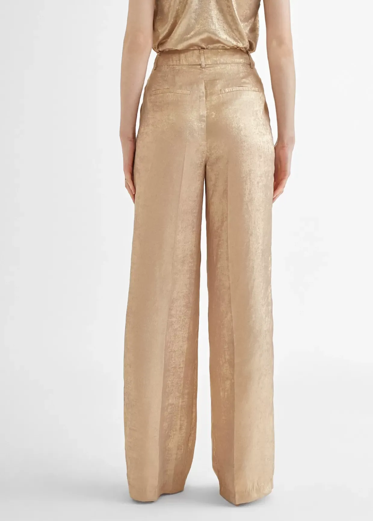 Pantalón recto dorado y tornasolado