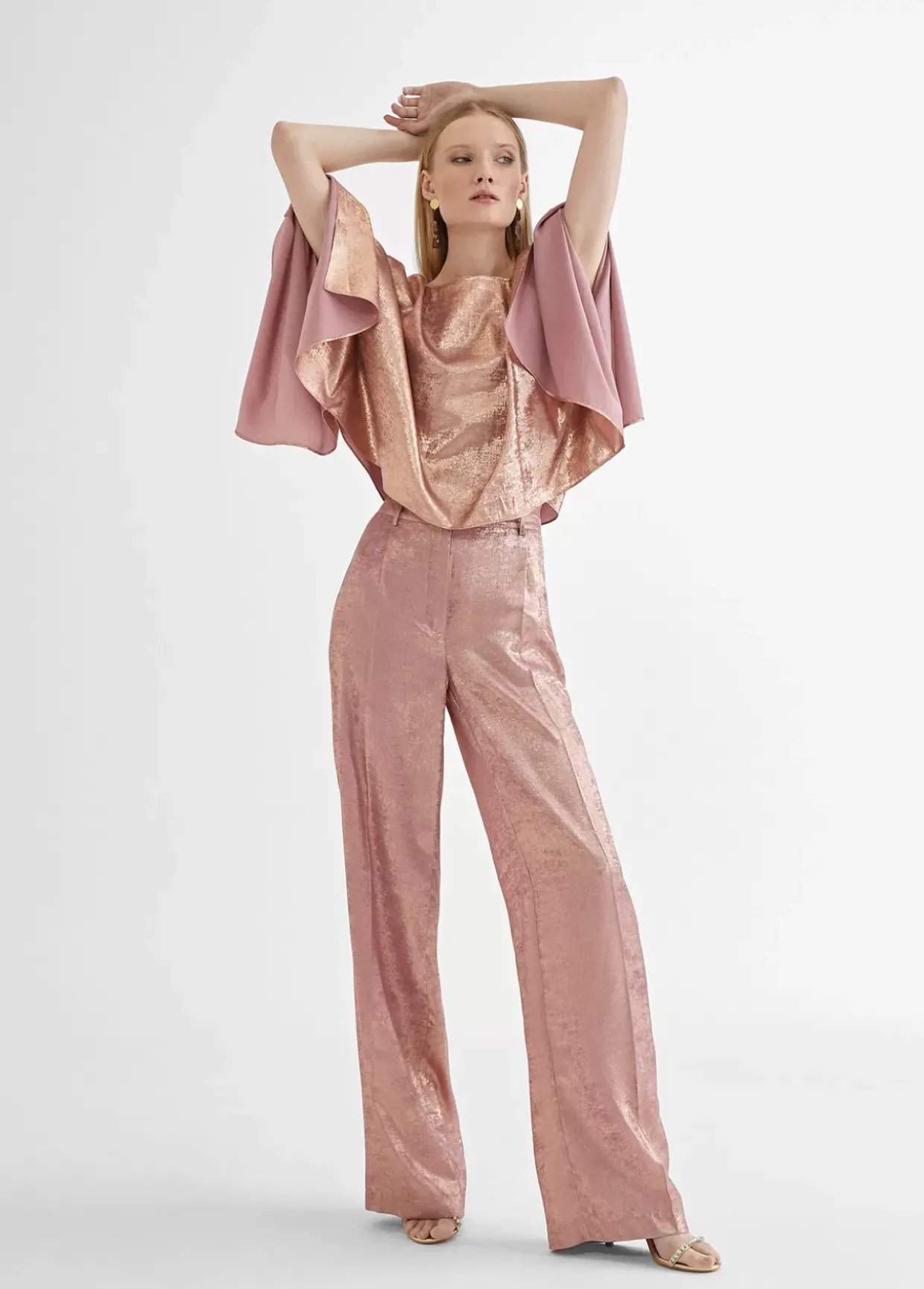 Pantalon recto rosa tornasolado