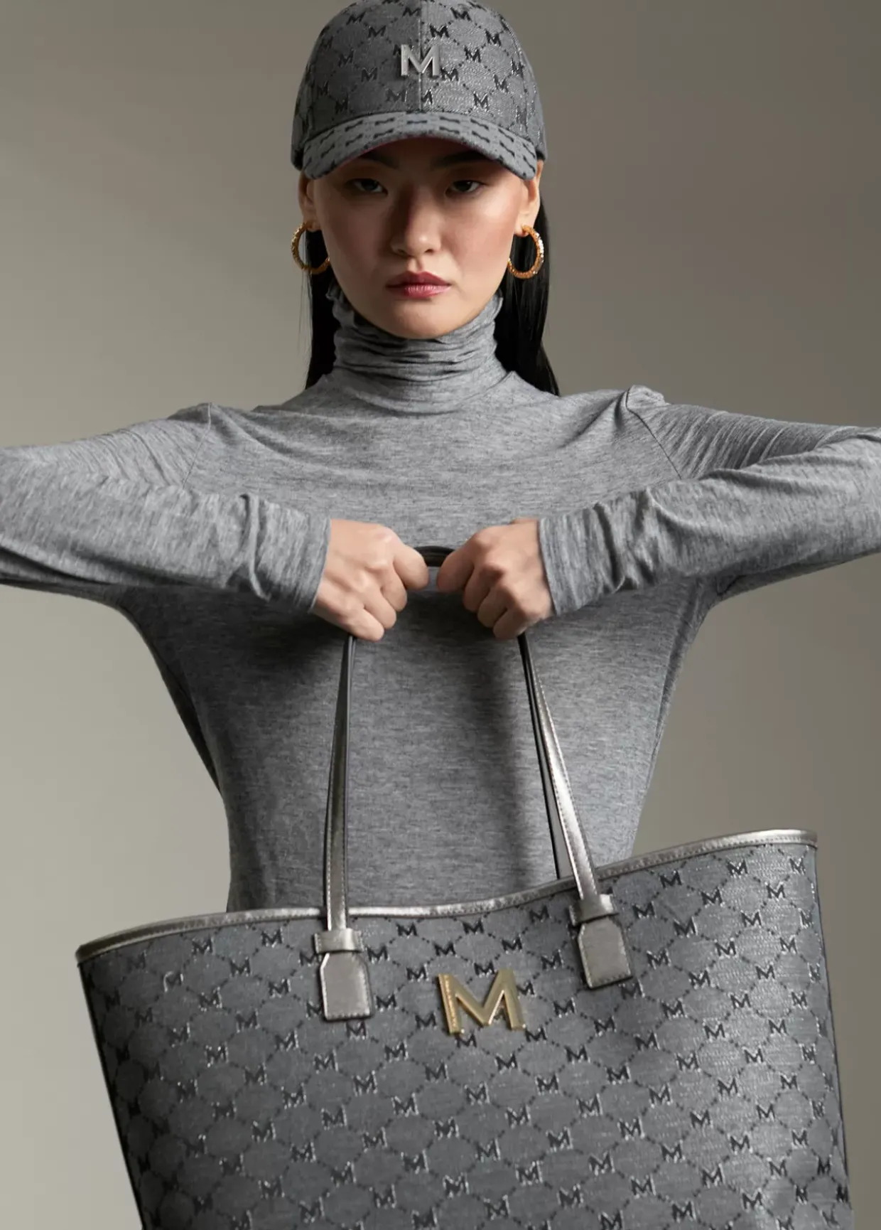 Shopper gris monograma
