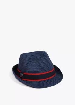 Sombrero de paja azul y cinta logotipada - Lola Casademunt