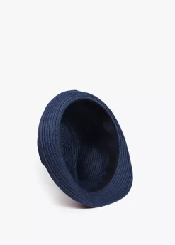 Sombrero de paja azul y cinta logotipada  - Lola Casademunt