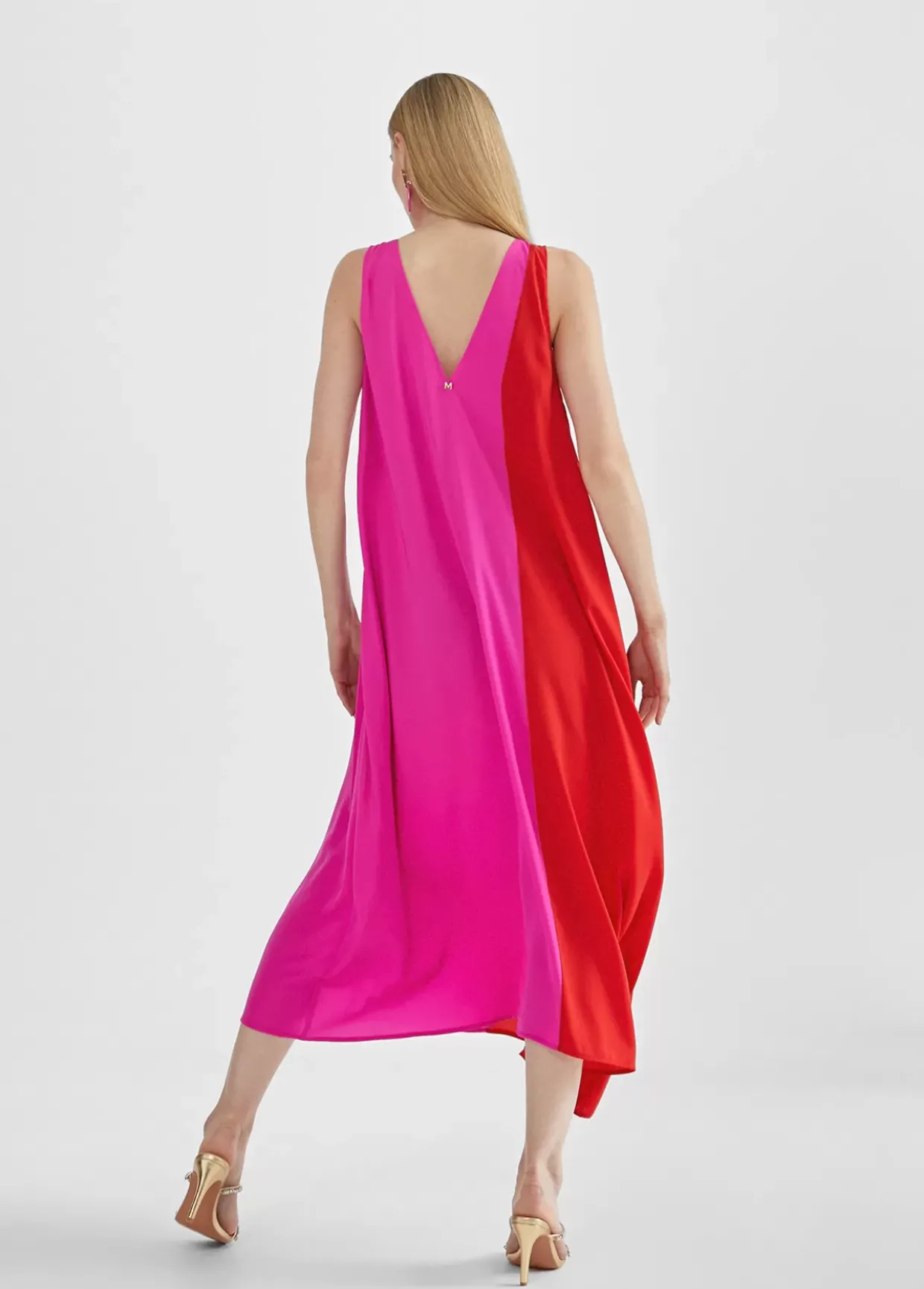 Vestido midi bicolor