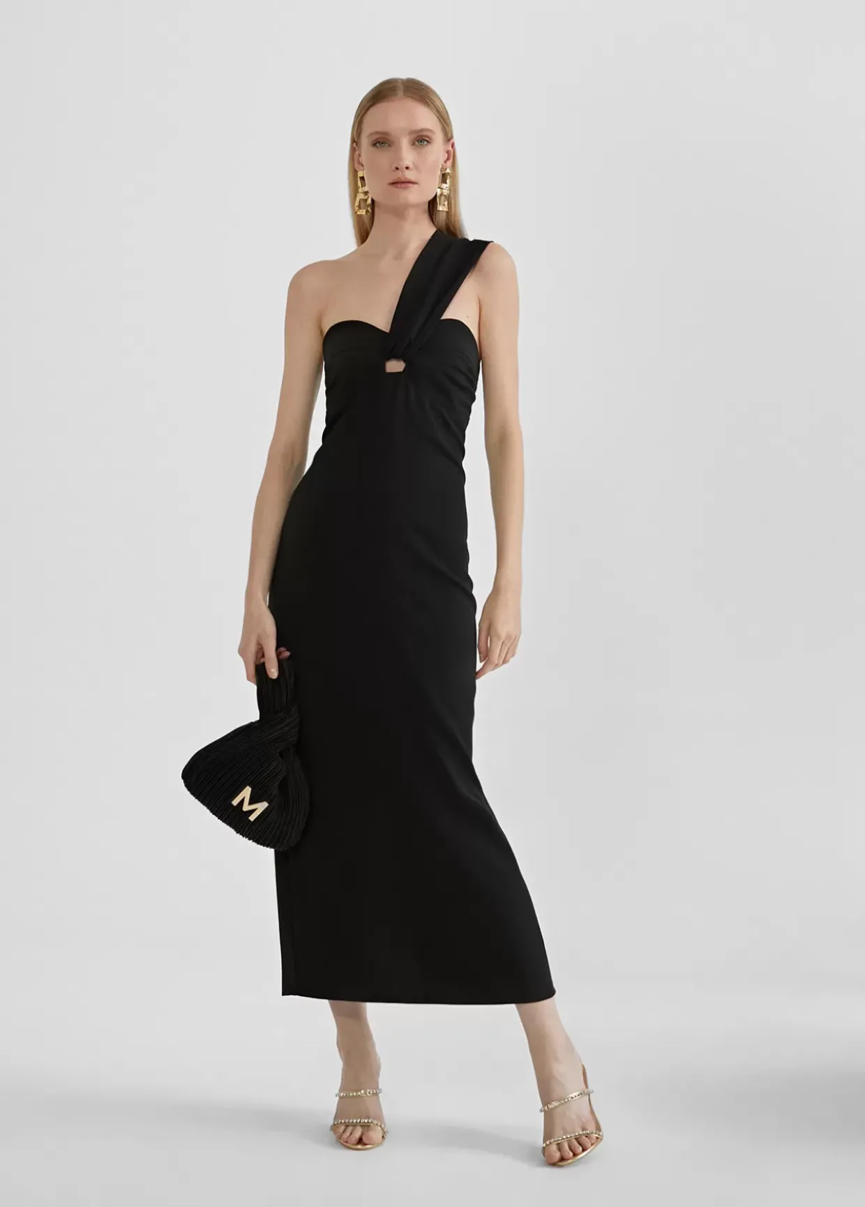 Vestido midi tirante asimétrico